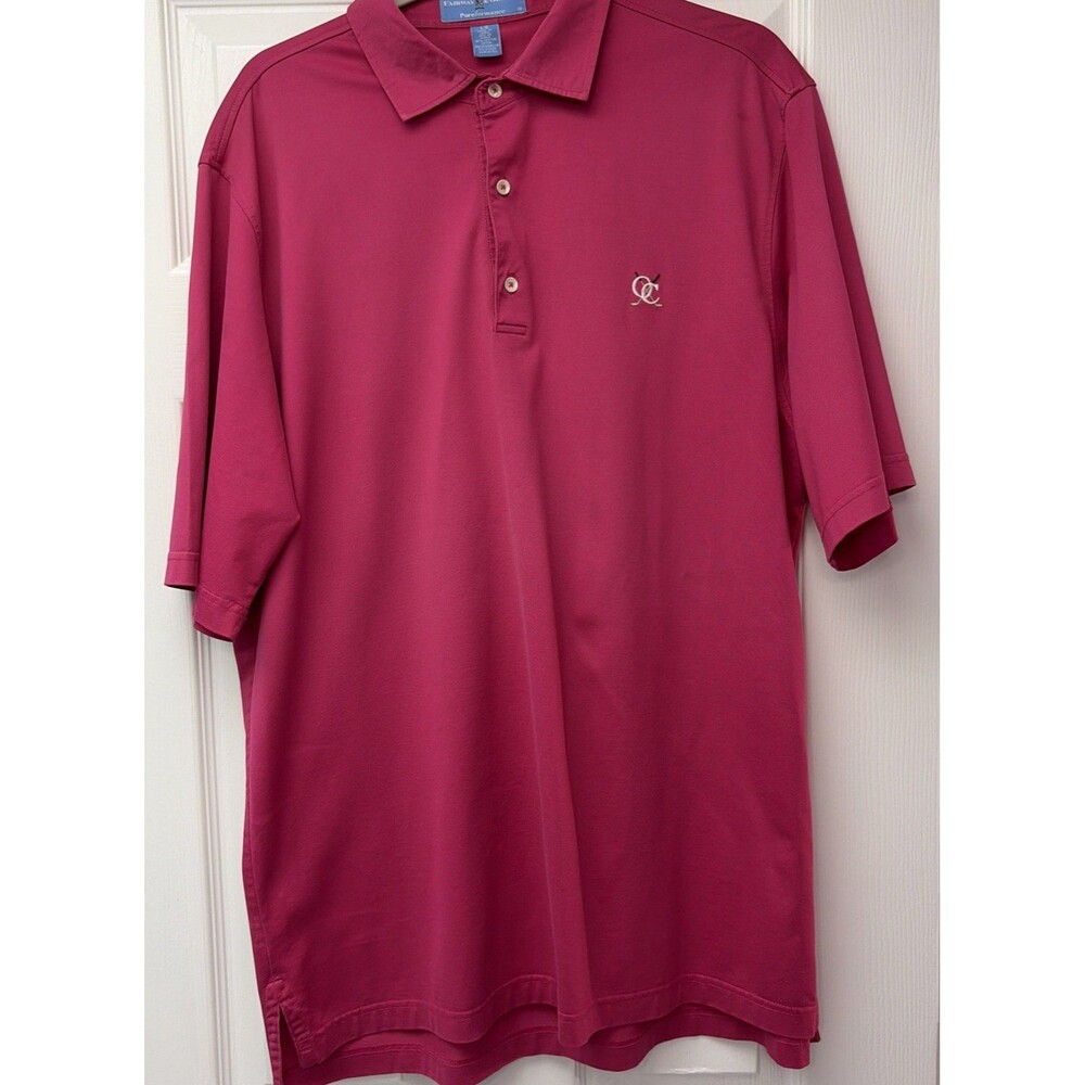 Fairway Greene Pureformance Golf Polo Shirt Mens L Fushia pink Short Sleeve EUC